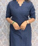 Navy Blue Color Premium Raw Silk Coord Set with Pocket / LSS216