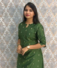 Dark Green Color Premium Raw Silk Coord Set with Pocket / LSS218