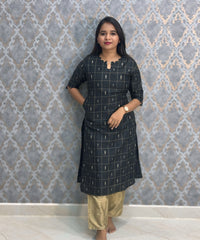 Black Color Premium Raw Silk Coord Set with Pocket / LSS218