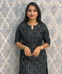 Black Color Premium Raw Silk Coord Set with Pocket / LSS218