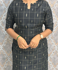 Black Color Premium Raw Silk Coord Set with Pocket / LSS218