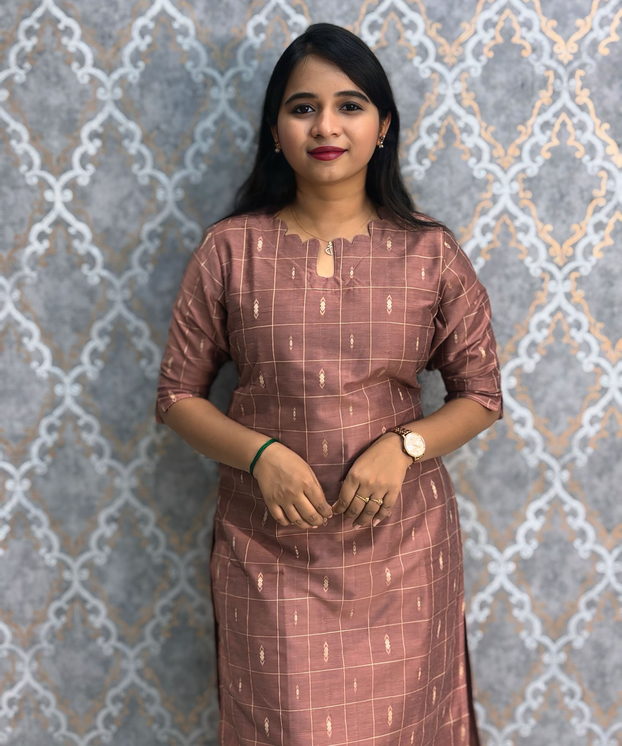 Dusty Onion Pink Color Premium Raw Silk Coord Set with Pocket / LSS218