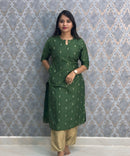 Dark Green Color Premium Raw Silk Coord Set with Pocket / LSS218