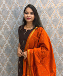 Brown and Orange Color Premium Raw Silk Cotton Salwar Set with Lining and Pocket / HL051