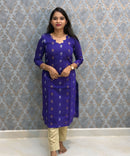 Royal Blue and Beige Color Premium Raw Silk Cotton Salwar Set with Lining and Pocket / HL055