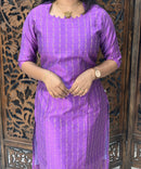 Purple and Beige Color Premium Raw Silk Kurti and Kalamkari Inspired Dupatta / LSS203