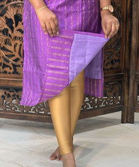 Purple and Beige Color Premium Raw Silk Kurti and Kalamkari Inspired Dupatta / LSS203