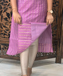 Violet and Black Color Premium Raw Silk Kurti and Kalamkari Inspired Dupatta / LSS203