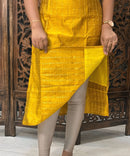 Yellow and Blue Color Premium Raw Silk Kurti and Kalamkari Inspired Dupatta / LSS203