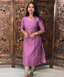 Violet and Black Color Premium Raw Silk Kurti and Kalamkari Inspired Dupatta / LSS203