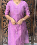 Violet and Black Color Premium Raw Silk Kurti and Kalamkari Inspired Dupatta / LSS203