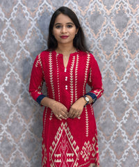 Red Color Premium Rayon Aline Kurtis / ESS371