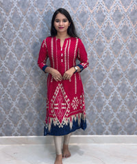 Red Color Premium Rayon Aline Kurtis / ESS371