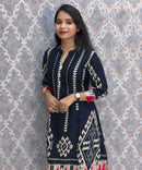 Navy Blue Color Premium Rayon Aline Kurtis / ESS371