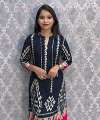 Navy Blue Color Premium Rayon Aline Kurtis / ESS371