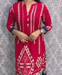 Red Color Premium Rayon Aline Kurtis / ESS371