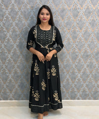 Black Color Premium Rayon Maxi with Back Rope / ESS390