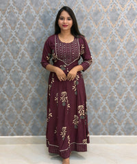 Purple Color Premium Rayon Maxi with Back Rope / ESS390