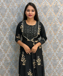 Black Color Premium Rayon Maxi with Back Rope / ESS390