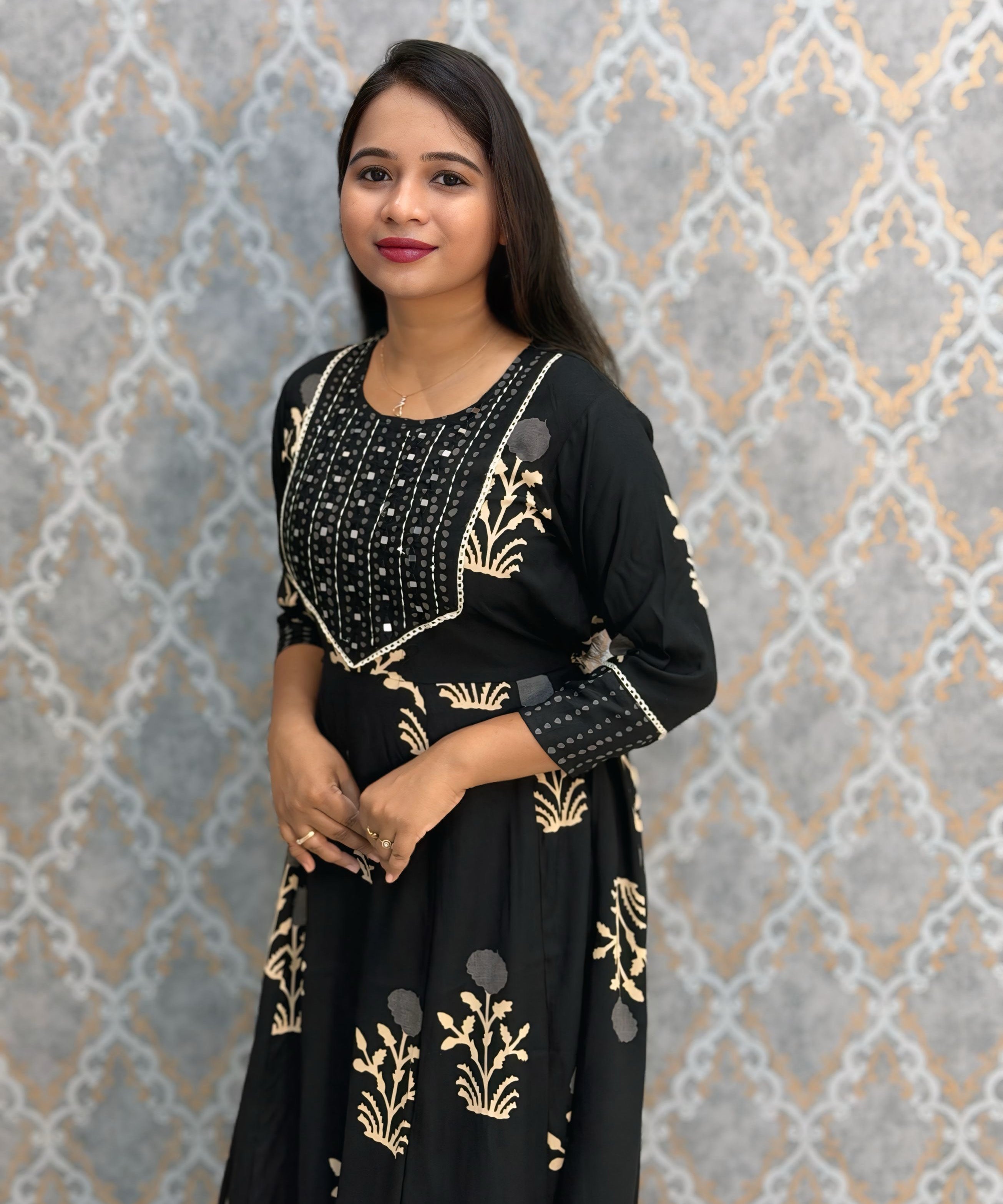 Black Color Premium Rayon Maxi with Back Rope / ESS390