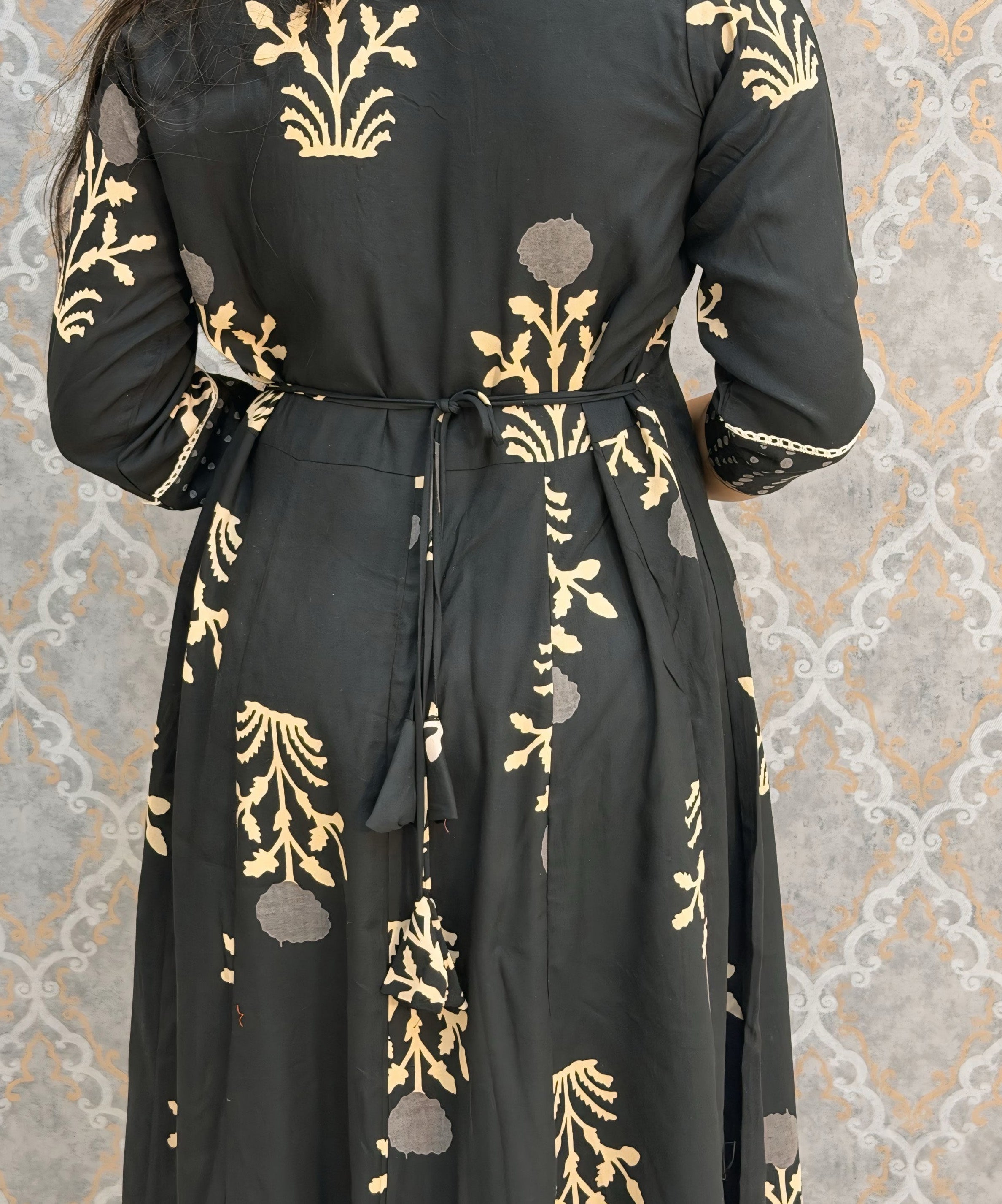 Black Color Premium Rayon Maxi with Back Rope / ESS390