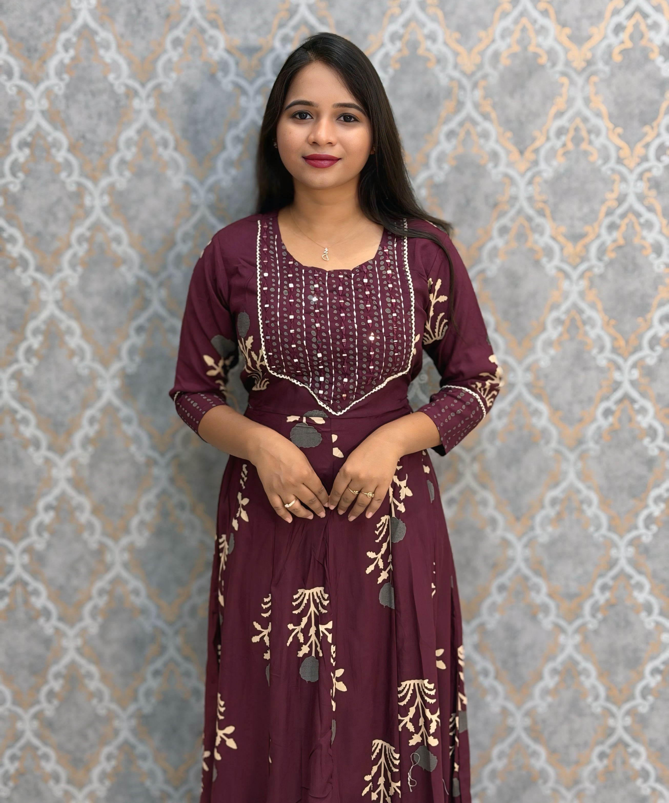 Purple Color Premium Rayon Maxi with Back Rope / ESS390