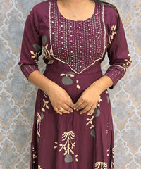 Purple Color Premium Rayon Maxi with Back Rope / ESS390