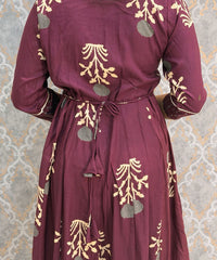 Purple Color Premium Rayon Maxi with Back Rope / ESS390