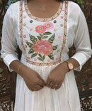 White Color Premium Roman Silk Anarkali and Organza Dupatta / ESS319