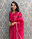 Dark Pink Color Premium Roman Silk Designer 3 Piece Salwar Set with Lining and Pocket /  LSS235
