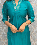 Rama Blue Color Premium Roman Silk Designer Ethnic 3 Piece Salwar Set with Lining /  ESS401