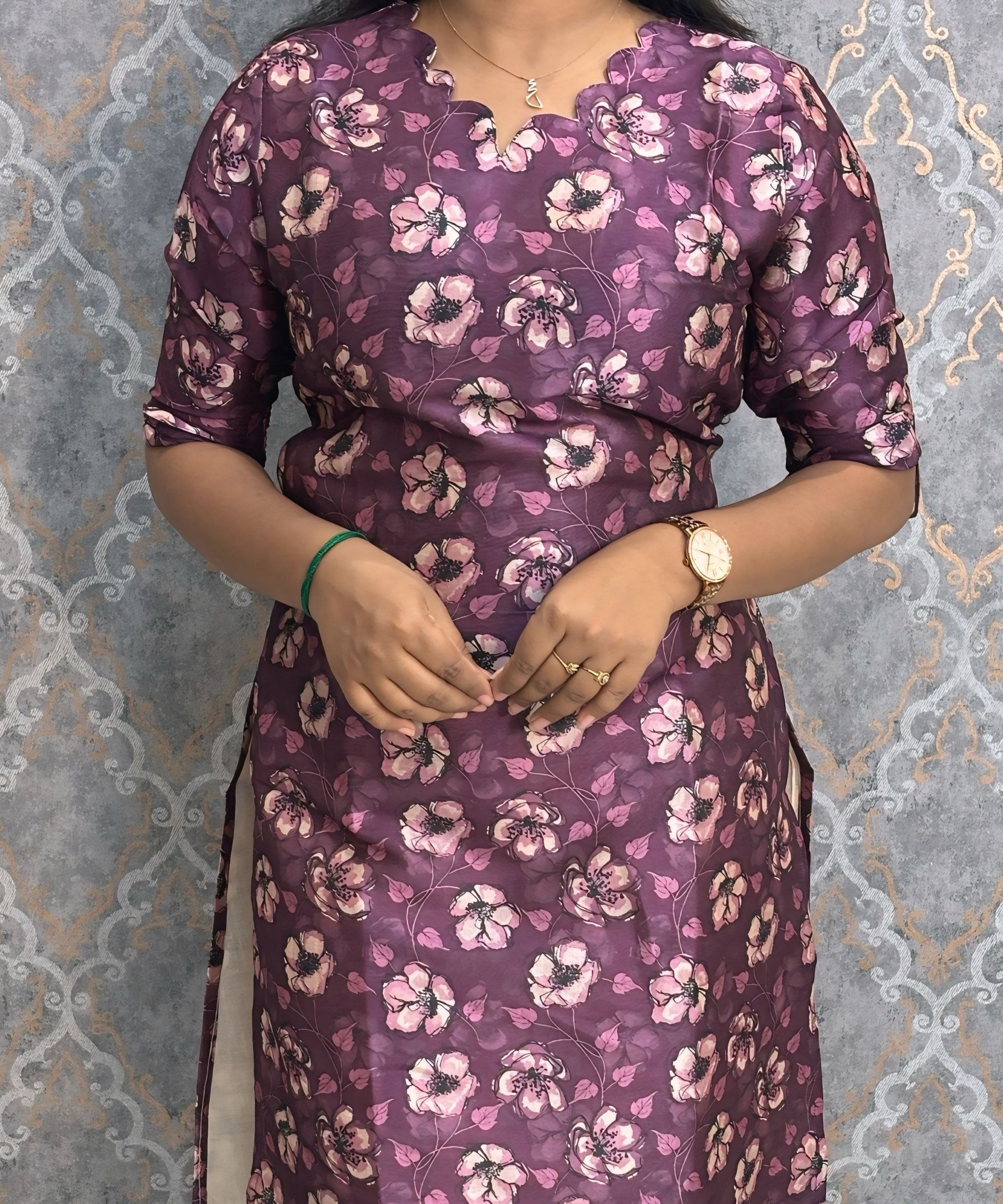 Purple Color Premium Russian Silk Kurti with Cotton Lining and Pocket / LSS221