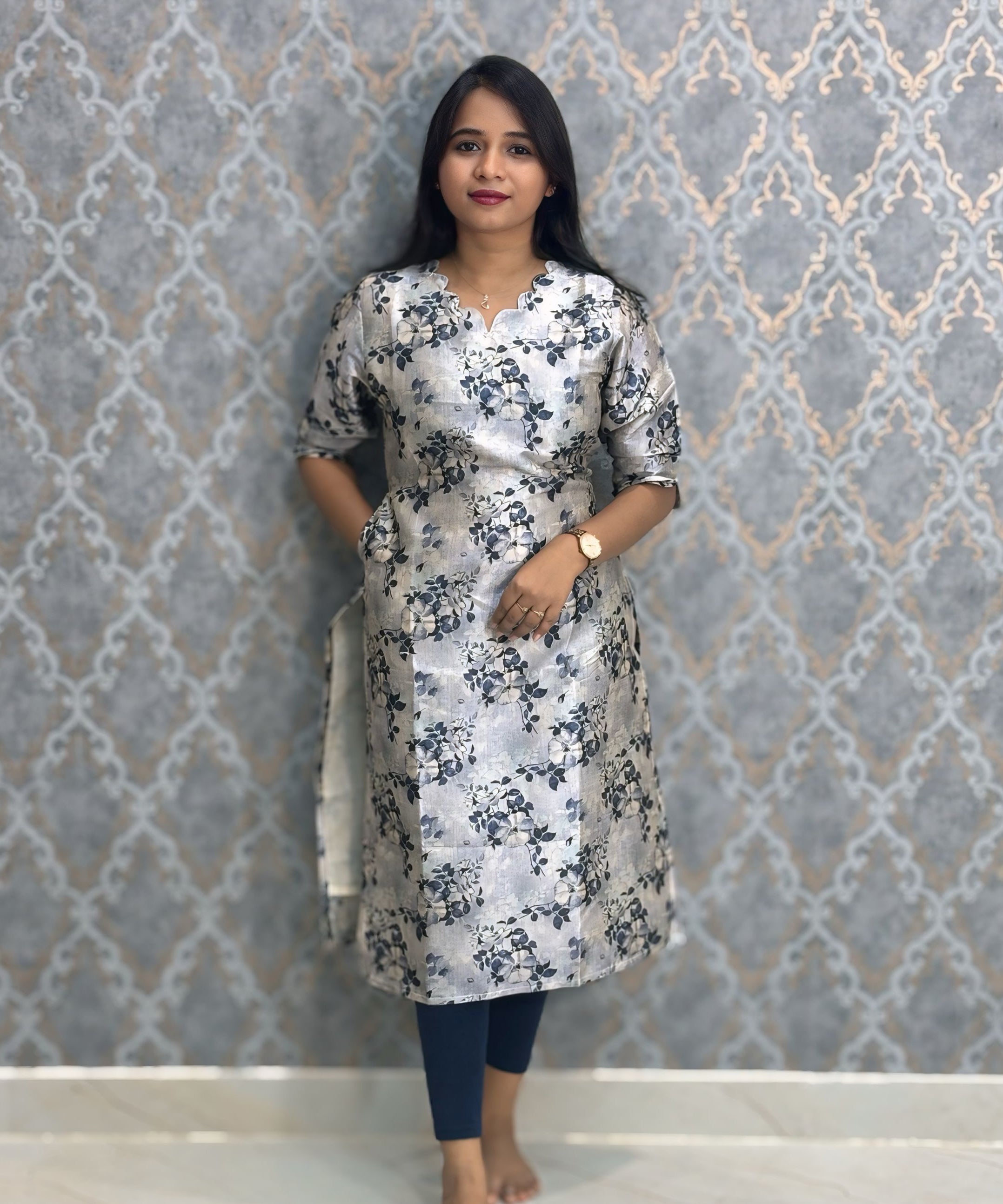 Blue Color Premium Russian Silk Kurti with Cotton Lining and Pocket / LSS221
