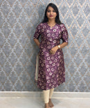 Purple Color Premium Russian Silk Kurti with Cotton Lining and Pocket / LSS221