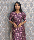 Purple Color Premium Russian Silk Kurti with Cotton Lining and Pocket / LSS221