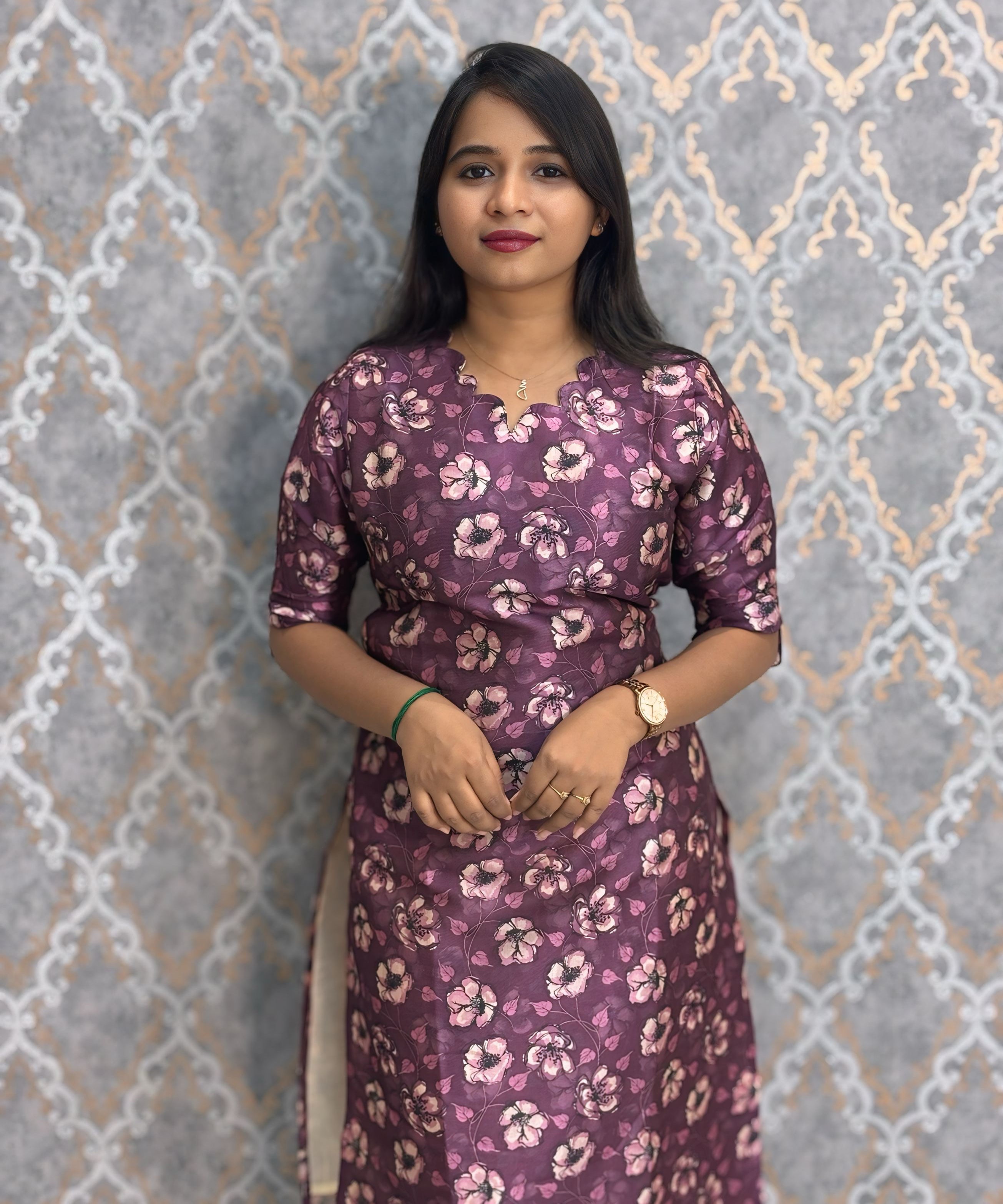 Purple Color Premium Russian Silk Kurti with Cotton Lining and Pocket / LSS221