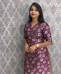 Purple Color Premium Russian Silk Kurti with Cotton Lining and Pocket / LSS221