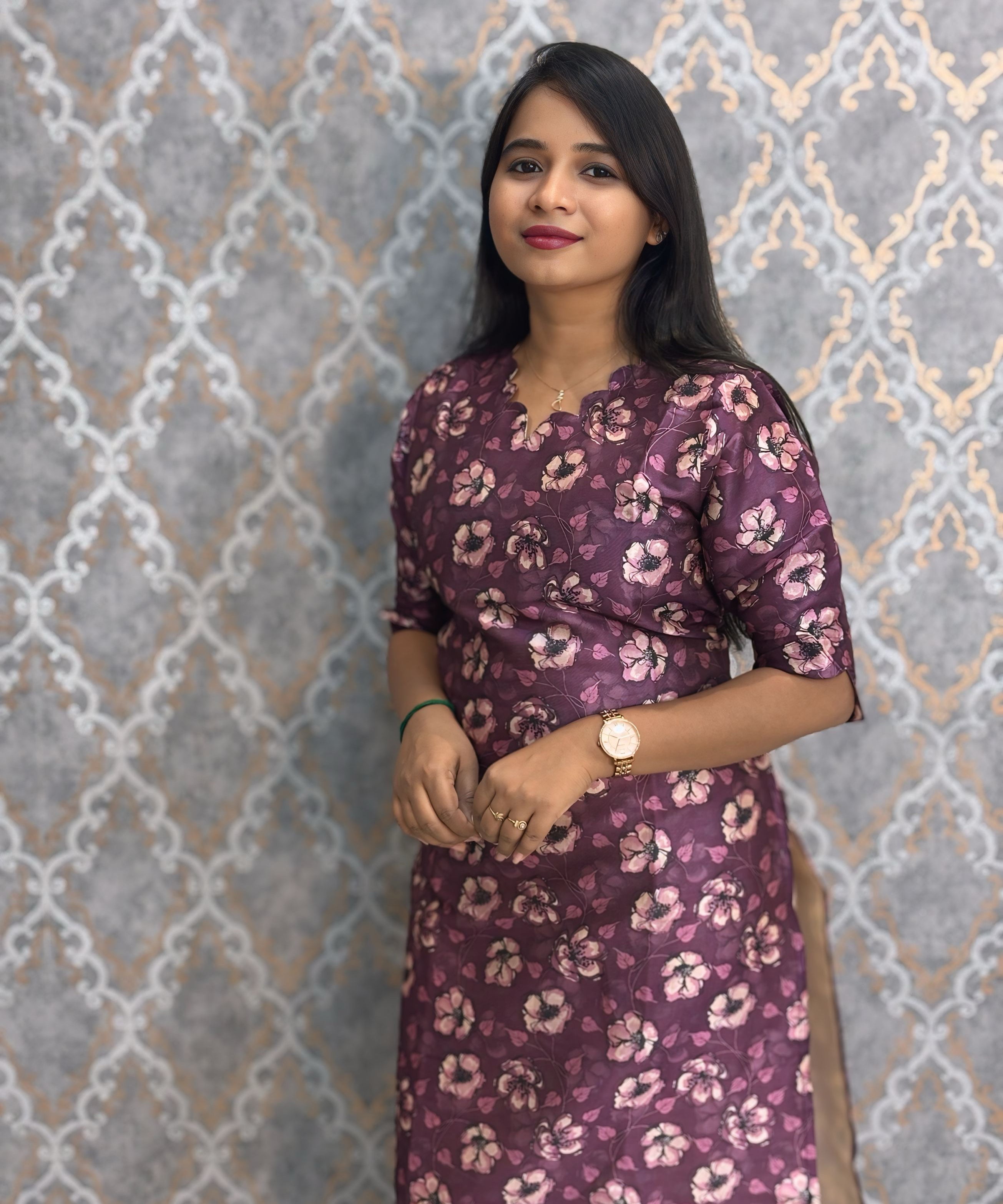 Purple Color Premium Russian Silk Kurti with Cotton Lining and Pocket / LSS221