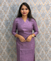 Lavender Color Premium Semi Kosa Silk 3 Piece Salwar Set with Lining and Pocket / HL034