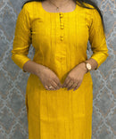 Yellow Color Premium Semi Kosa Silk 3 Piece Salwar Set with Lining and Pocket / HL035
