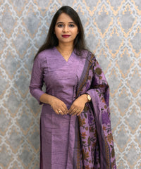 Lavender Color Premium Semi Kosa Silk 3 Piece Salwar Set with Lining and Pocket / HL034