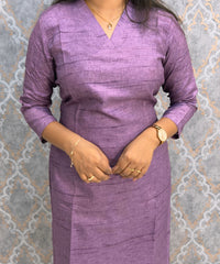Lavender Color Premium Semi Kosa Silk 3 Piece Salwar Set with Lining and Pocket / HL034