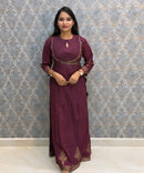 Wine Color Premium Silk Cotton 3 Piece Salwar Set /  ESS416