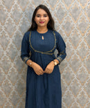 Blue Color Premium Silk Cotton 3 Piece Salwar Set /  ESS416