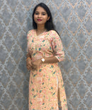 Light Orange Color Premium Soft Linen Zari Cotton Kurtis with Cotton Lining / LSS222
