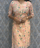 Light Orange Color Premium Soft Linen Zari Cotton Kurtis with Cotton Lining / LSS222