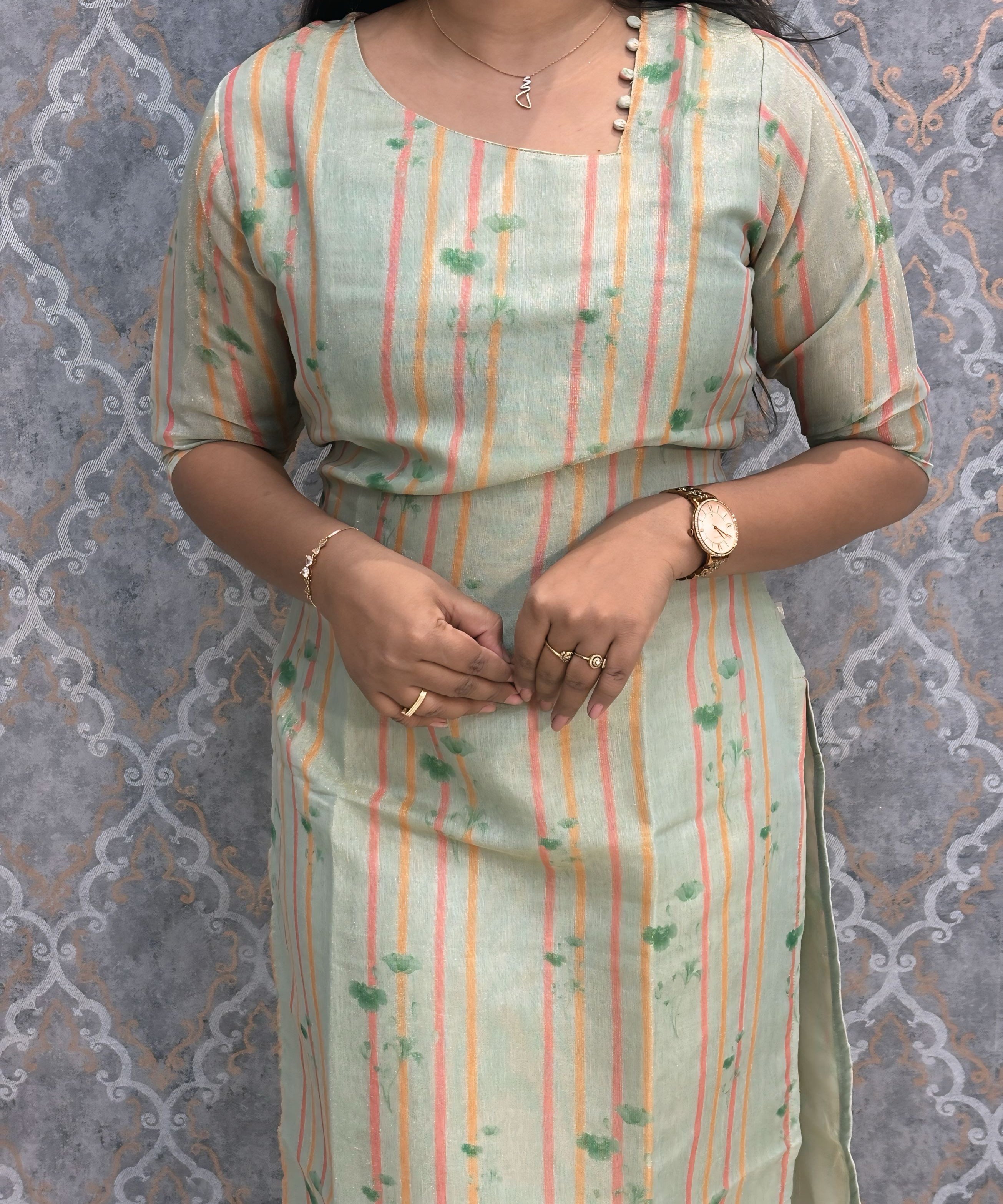 Pista Green Premium Soft Tissue Silk Kurtis with Cotton Lining / LSS224