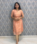 Light Orange and Beige Premium Soft Tissue Silk Kurtis with Cotton Lining / LSS224