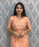 Light Orange and Beige Premium Soft Tissue Silk Kurtis with Cotton Lining / LSS224