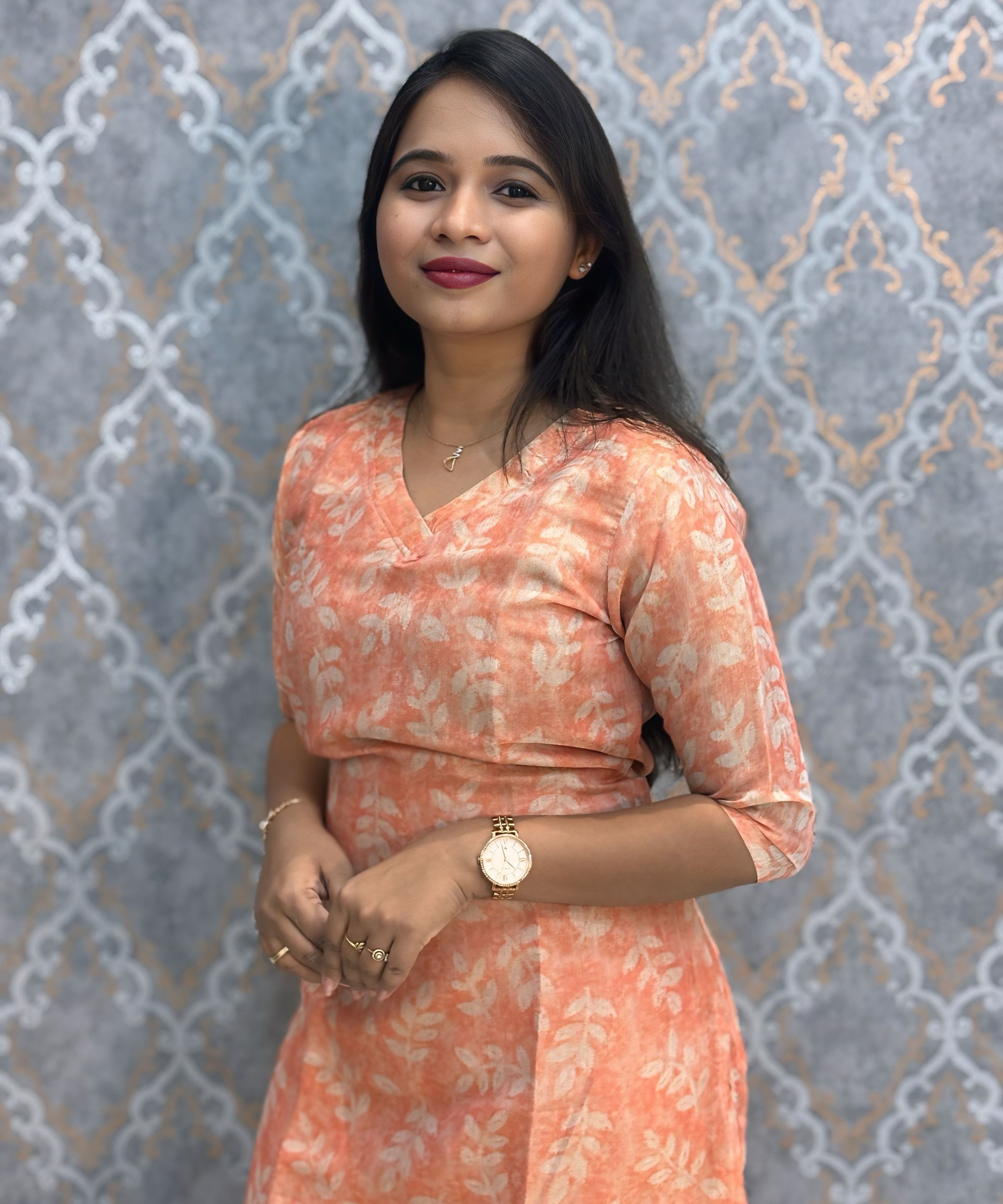 Light Orange and Beige Premium Soft Tissue Silk Kurtis with Cotton Lining / LSS224